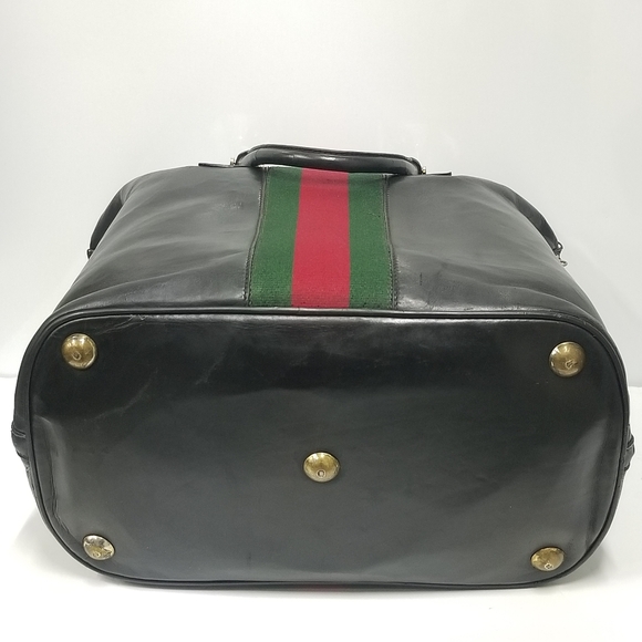 Rare Vintage Gucci Web Tall Boston Weekender Carryall luggage Travel bag - Picture 14 of 16